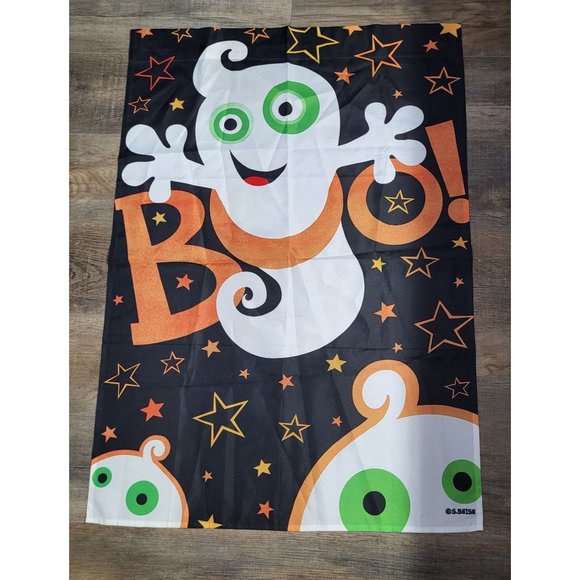 S. Beise Other - VTG Halloween BOO! Ghost Yard House Flag Black Orange Silly Fun Spooky